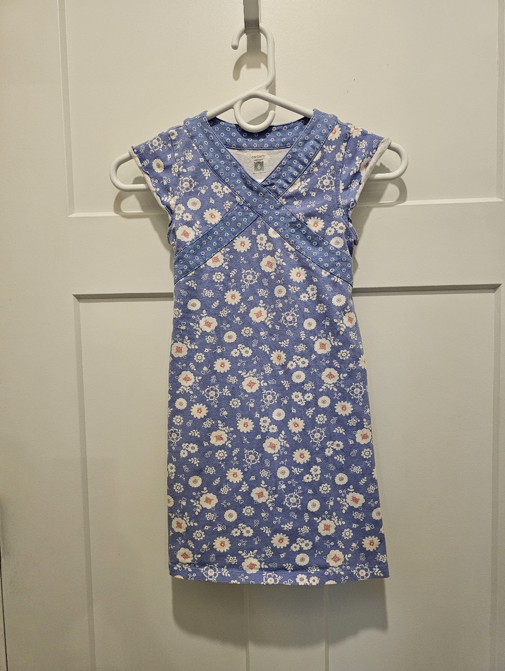 Carter's Lavender-Blue Floral Cross-Front Midi Dress
